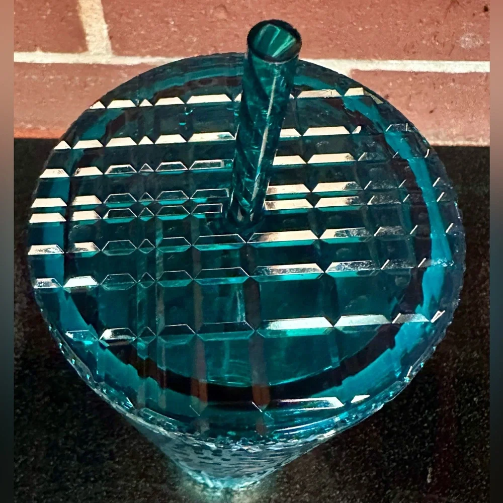 2021 Starbucks Teal Faceted Jeweled Cold Cup Tumbler Venti 24 oz w/ Lid & Straw - Picture 4 of 6